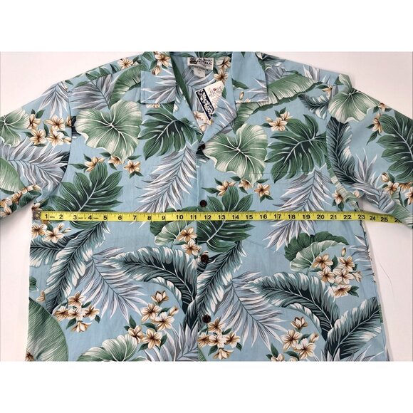 Vintage 90s Aloha Republic Hawaiian Shirt Mens Large Blue Tropical Print NEW - Picture 5 of 9
